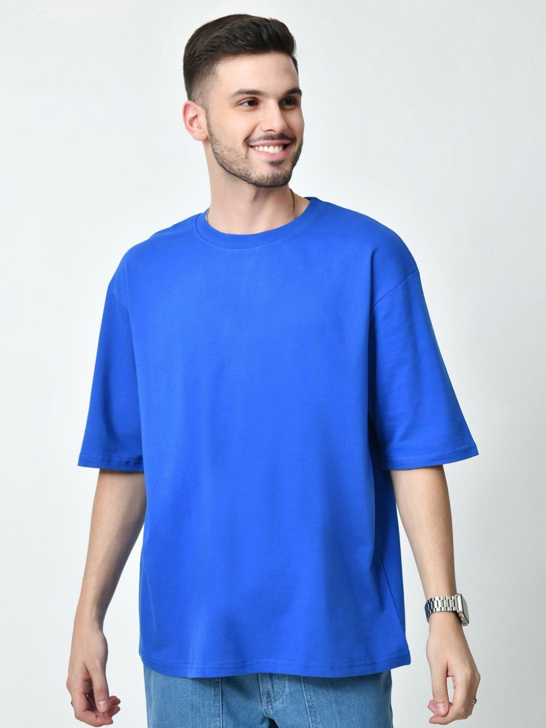 

EKSDEE Men Graphic Printed Round Neck Cotton Relaxed Fit T-shirt, Blue