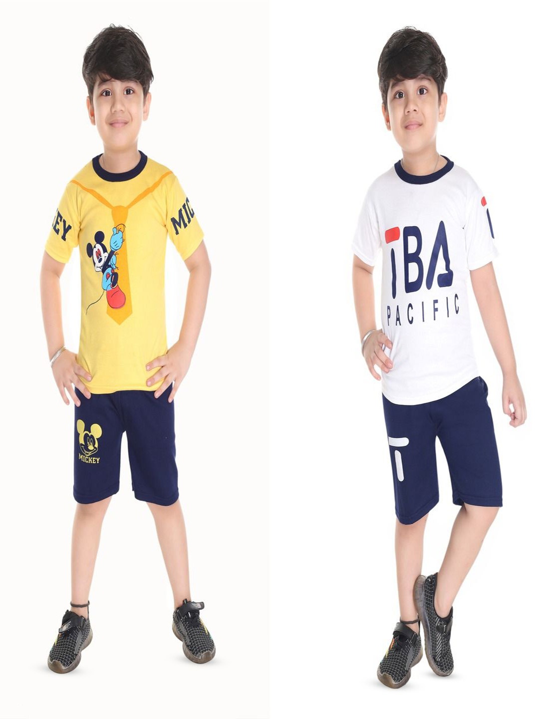 

BAESD Boys Pack Of 2 Printed Short Sleeves T-shirt with Shorts, White