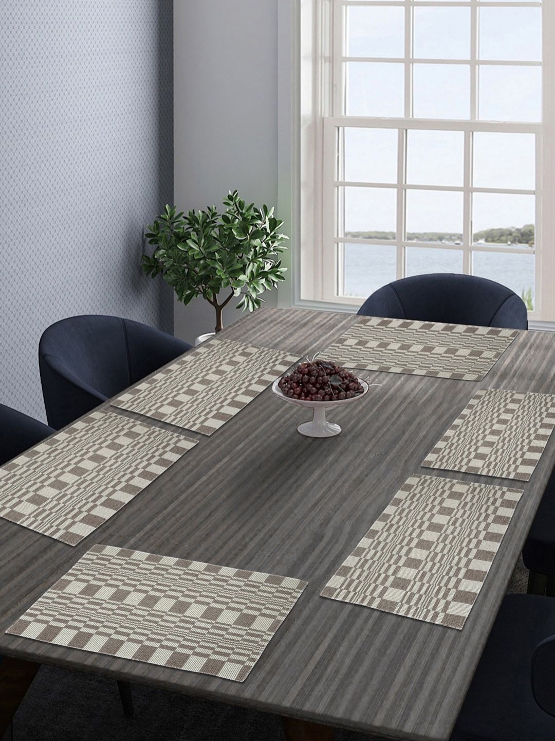 

Aura Grey & White 6 Pieces Woven Pure Cotton Table Placemats