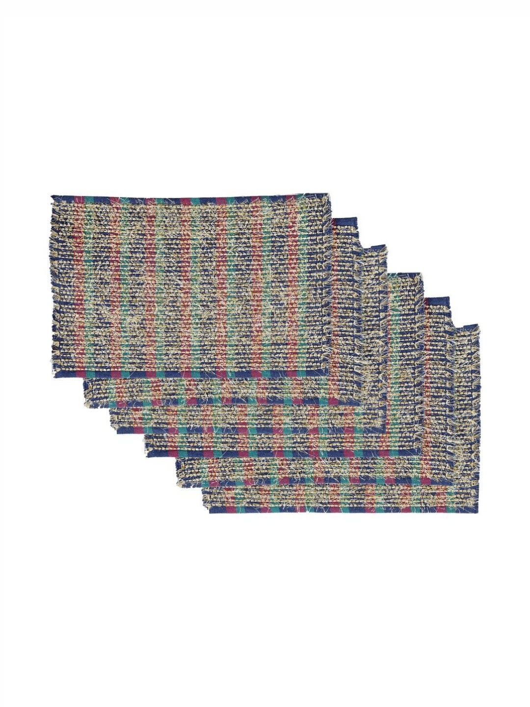

Aura Blue & Pink 6 Pieces Abstract Woven Design Cotton Dining Table Placemats