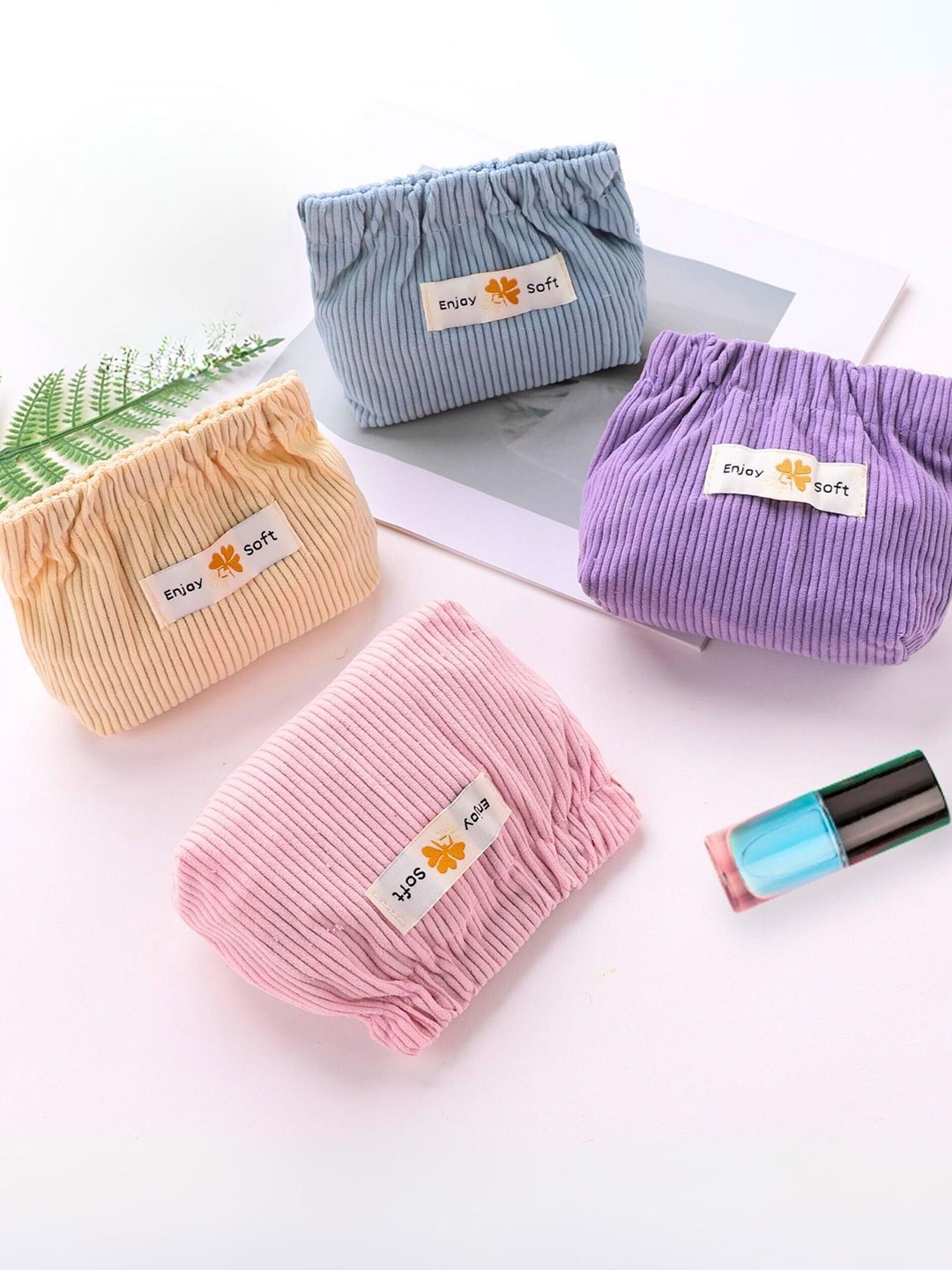 

Tinker Squad Kids Set of 4 Striped Pouch Travel Accessory, Purple