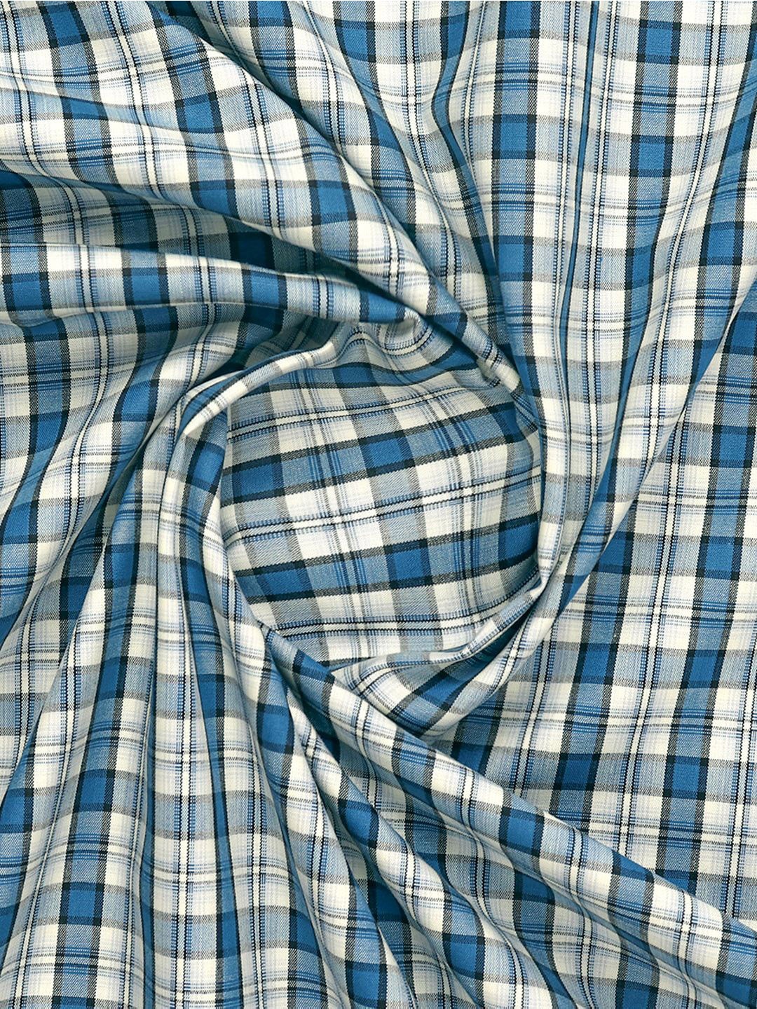 

Ramraj Men Checked Cotton Shirt Clothing Fabric, Teal