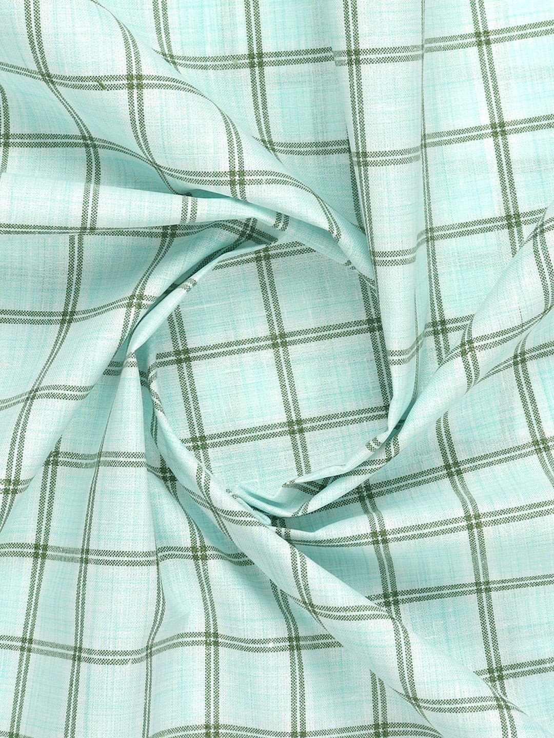 

Ramraj Men Checked Cotton Shirt Clothing Fabric, Sea green