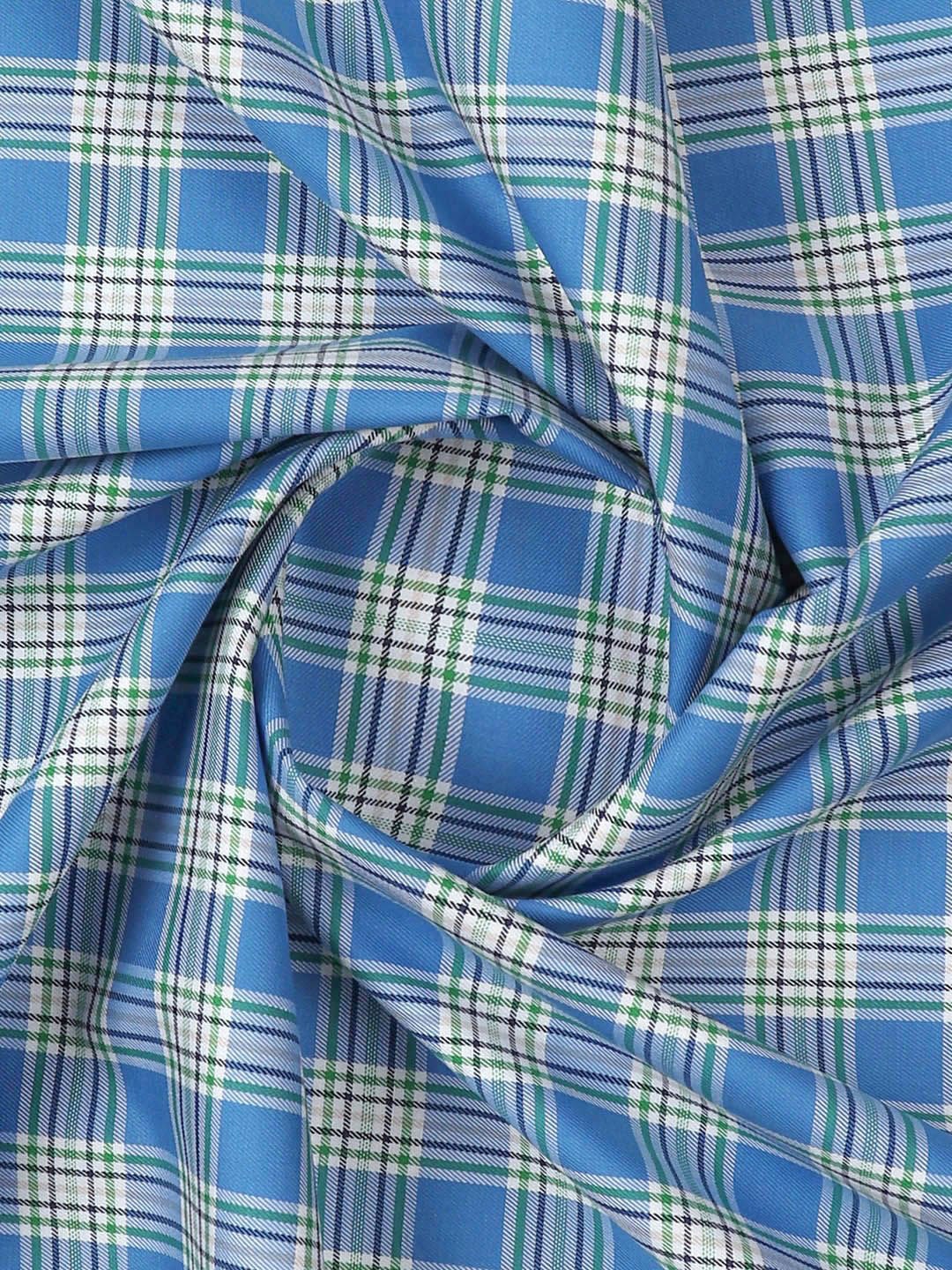 

Ramraj Men Checked Cotton Shirt Clothing Fabric, Blue