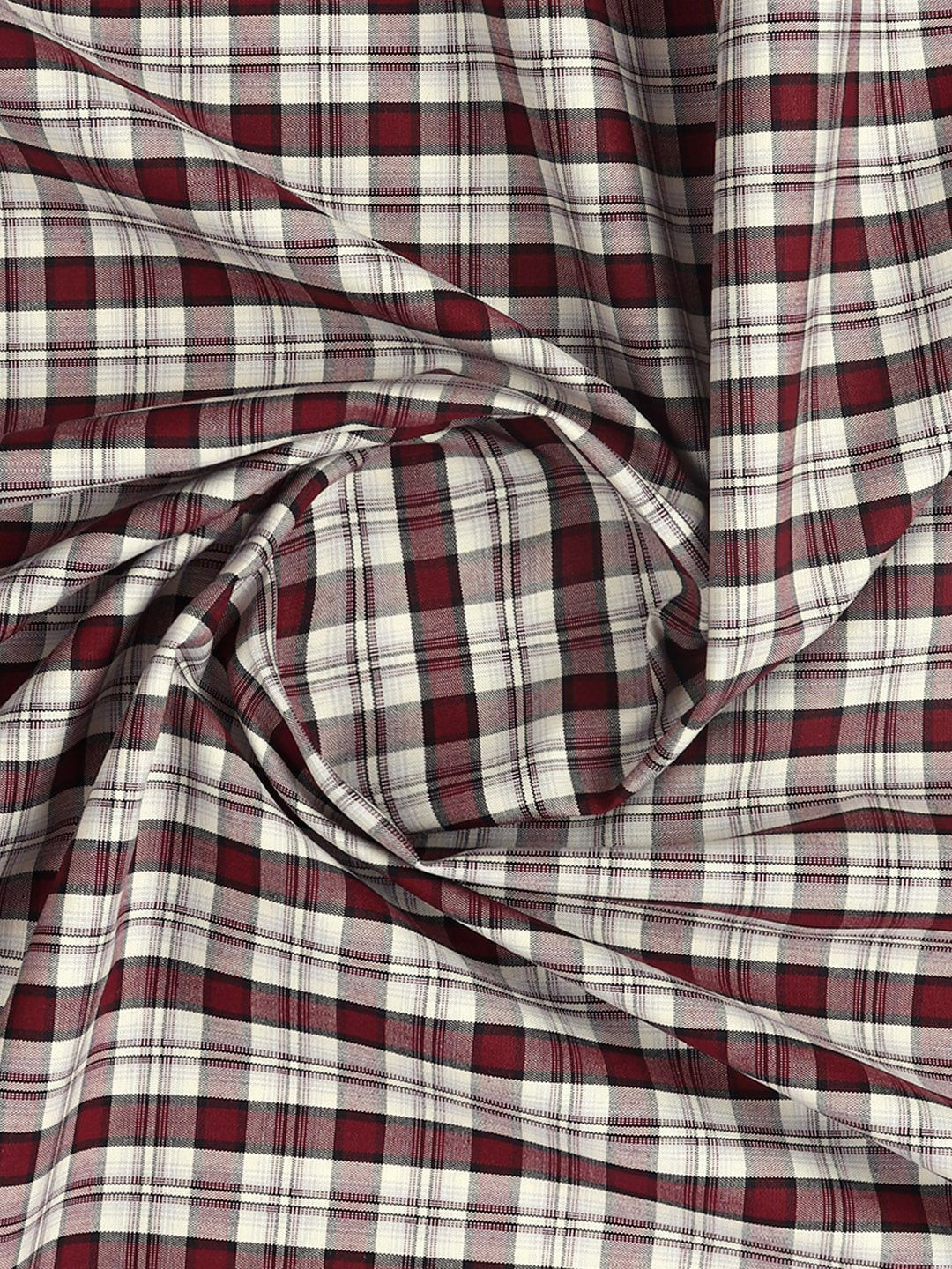 

Ramraj Men Checked Cotton Shirt Clothing Fabric, Maroon