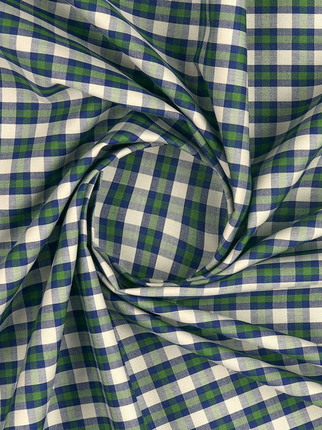 

Ramraj Men Checked Cotton Shirt Clothing Fabric, Green