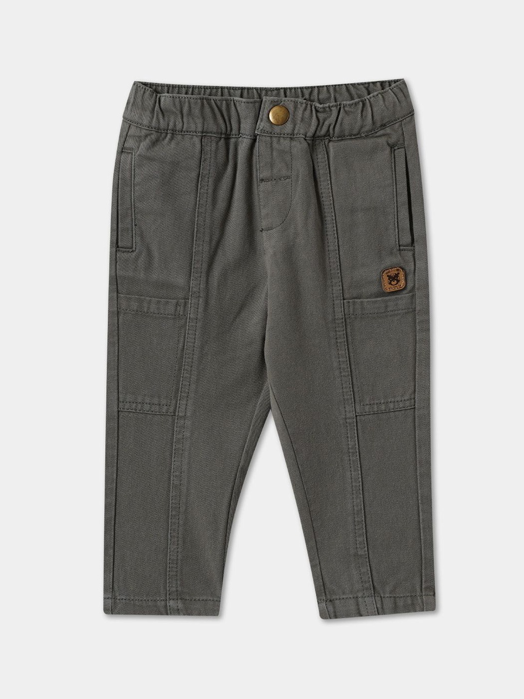 

R&B Boys Cotton Mid-Rise Regular Fit Trousers, Olive