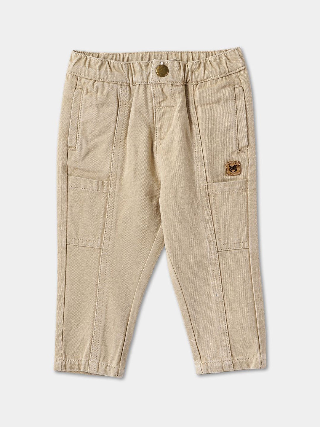 

R&B Boys Regular Fit Mid-Rise Cotton Trousers, Beige