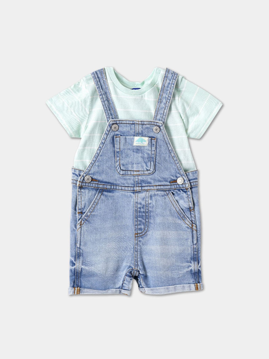 

R&B Infant Boys Cotton Dungaree With T-Shirt, Blue