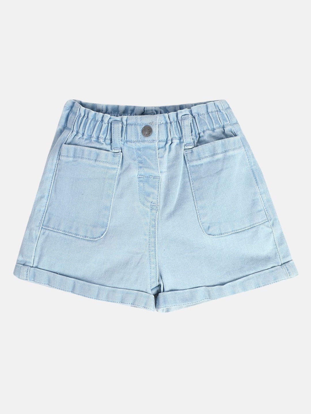 

MINI KLUB Girls Mid-Rise Cotton Denim Shorts, Blue