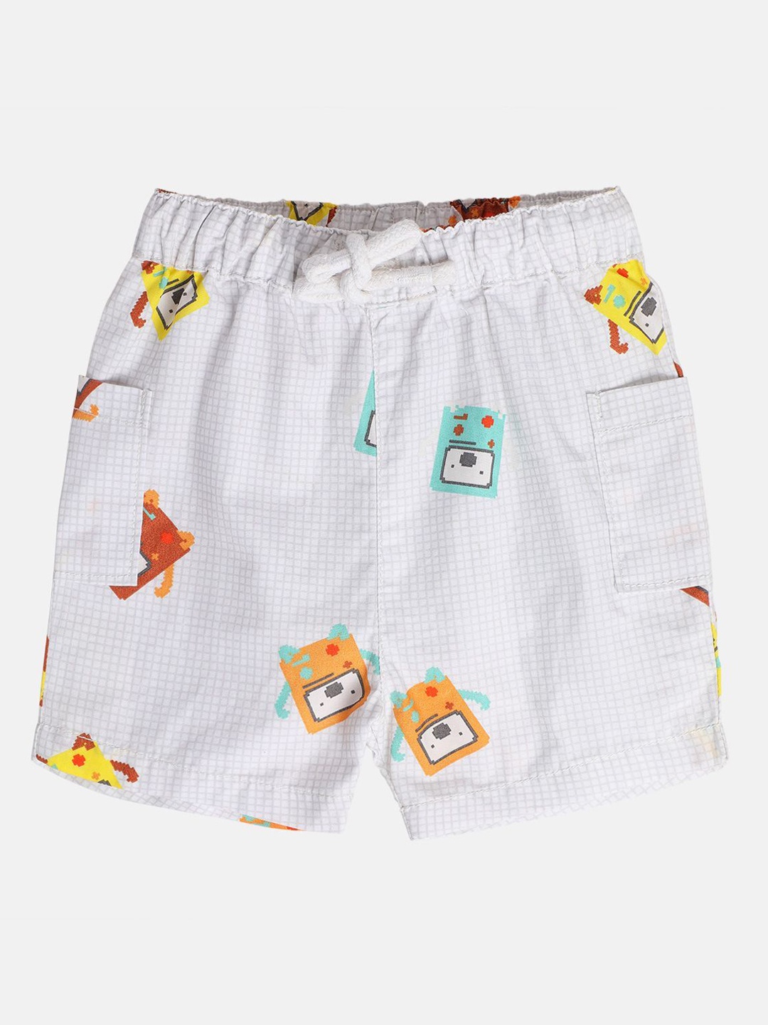 

MINI KLUB Boys Robot Gaming Printed Mid-Rise Shorts, Grey