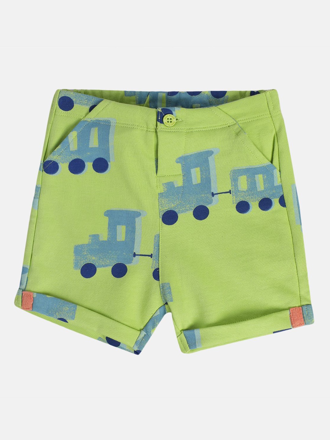 

MINI KLUB Boys Printed Pure Cotton Mid - Rise Shorts, Green