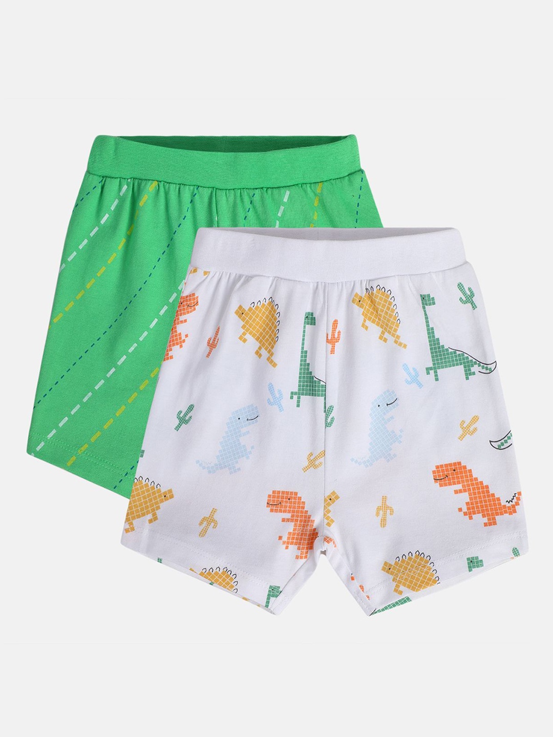 

MINI KLUB Boys Pack Of 2 Printed Cotton Shorts, White