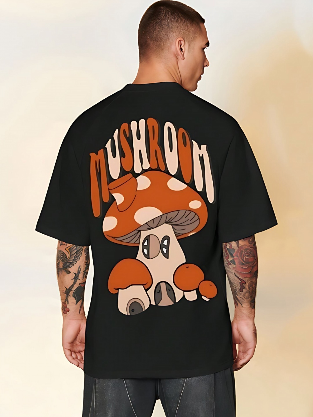 

Crazybee Tshirt Men Graphic Printed Round Neck Cotton Relaxed Fit T-shirt, Black