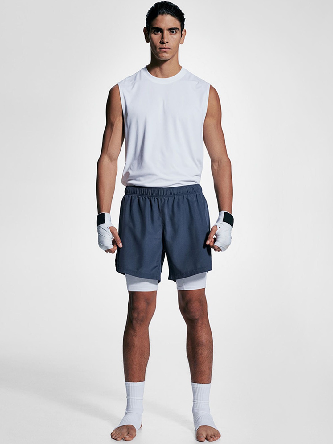 

H&M Double-layered Sports Shorts In Drymove, Blue