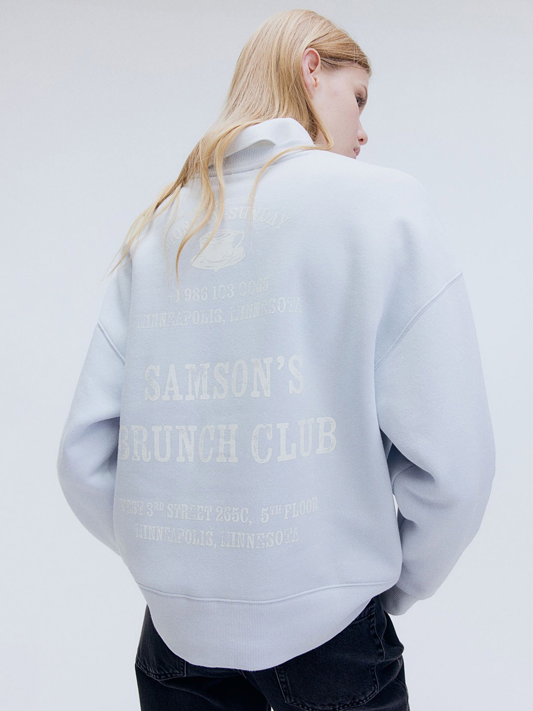 H&M Oversized Motif-Detail Sweatshirt, Blue