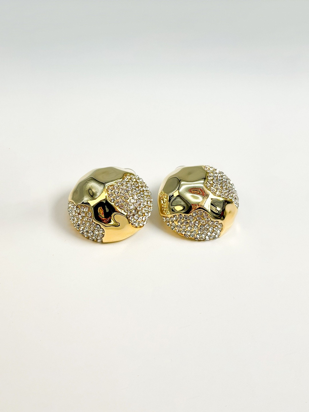 

Haute Pink Gold-Plated Contemporary Rhinestone Chunky Studs