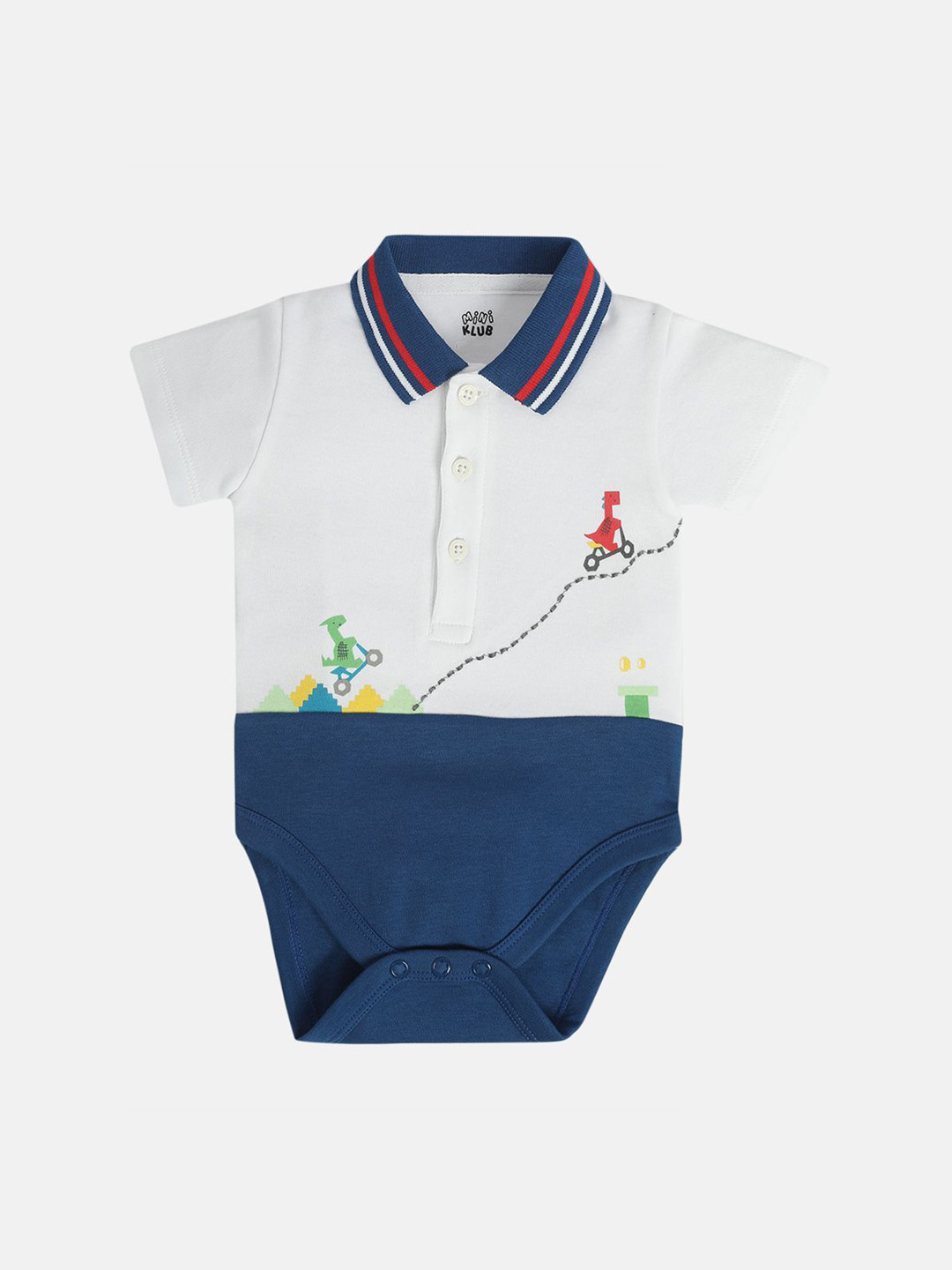 

MINI KLUB Boys Printed Cotton Bodysuit, White