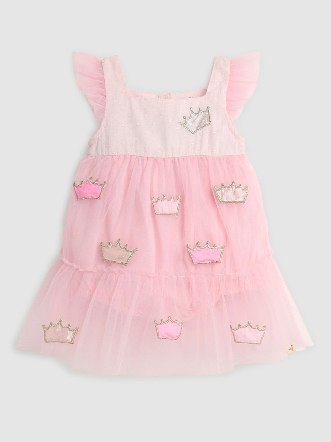 

Somersault Girls Self Design Pure Cotton A-Line Dress, Pink
