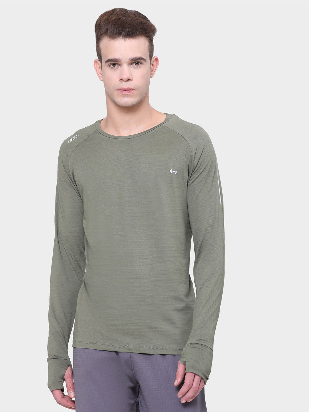 

DIDA Men Dri-FIT Solid Round Neck T-shirt, Olive
