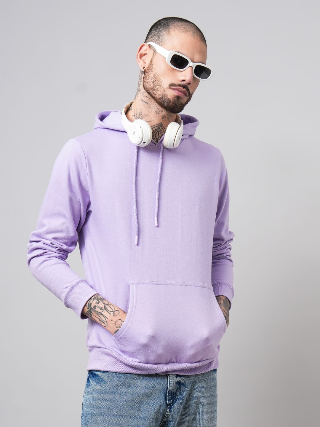 

PAUL STREET Men Hooded Pullover Sweatshirt, Lavender