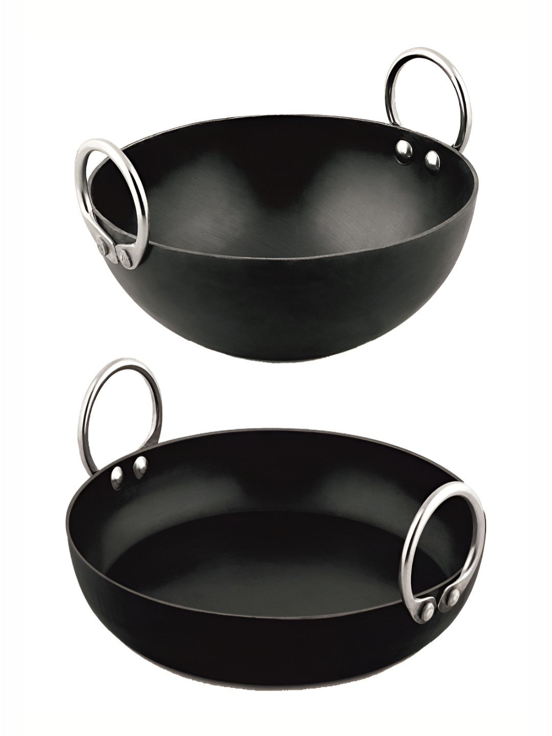 

Veer Enterprises Black 2 Pieces Smooth Surface Iron Kadhai
