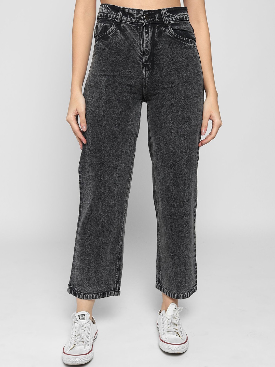 

UDHATIKRAMAN Women Straight Fit High-Rise Jeans, Black