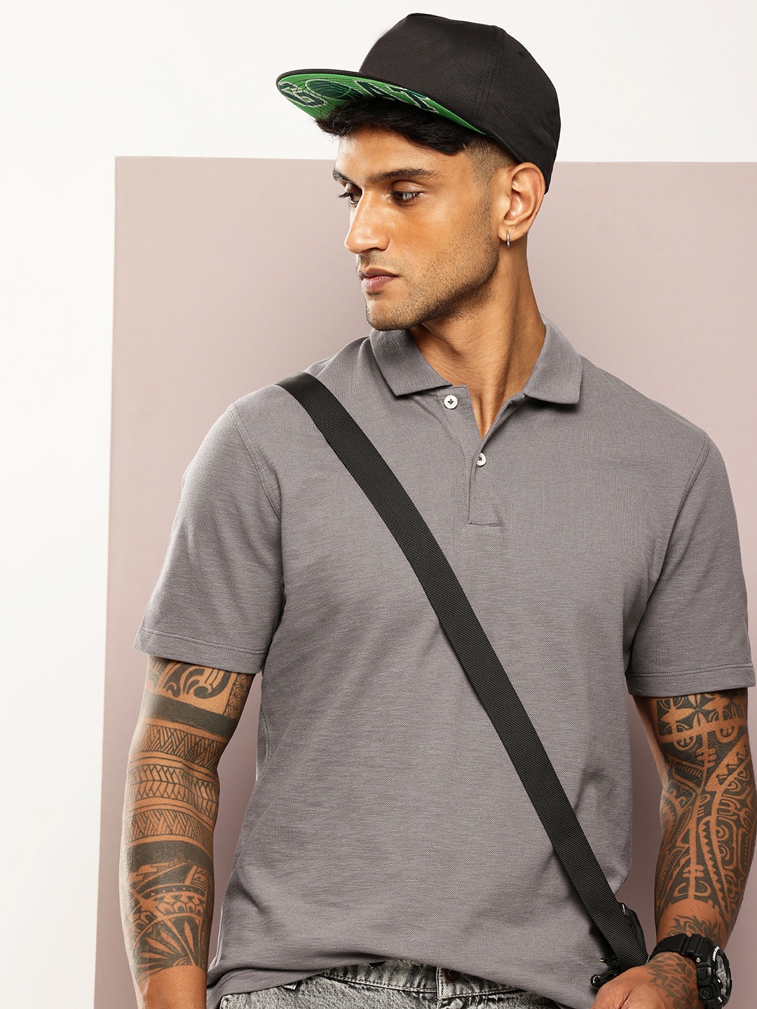 

Kook N Keech Polo Collar Pure Cotton T-shirt, Grey