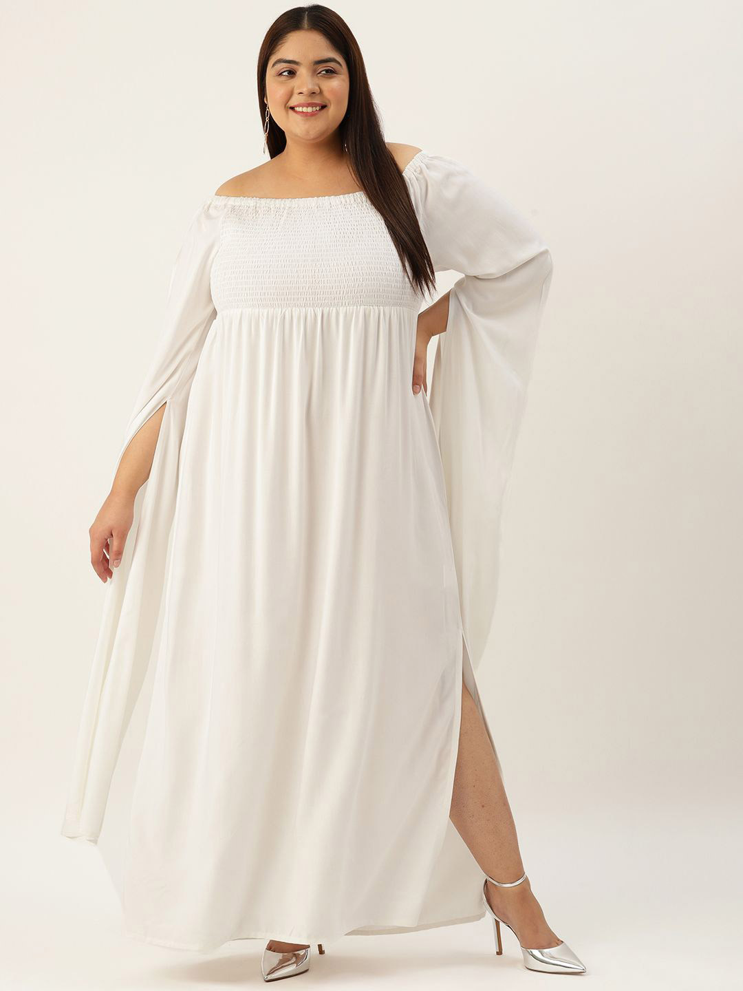 

theRebelinme Plus Size Off-Shoulder Maxi Dress, White