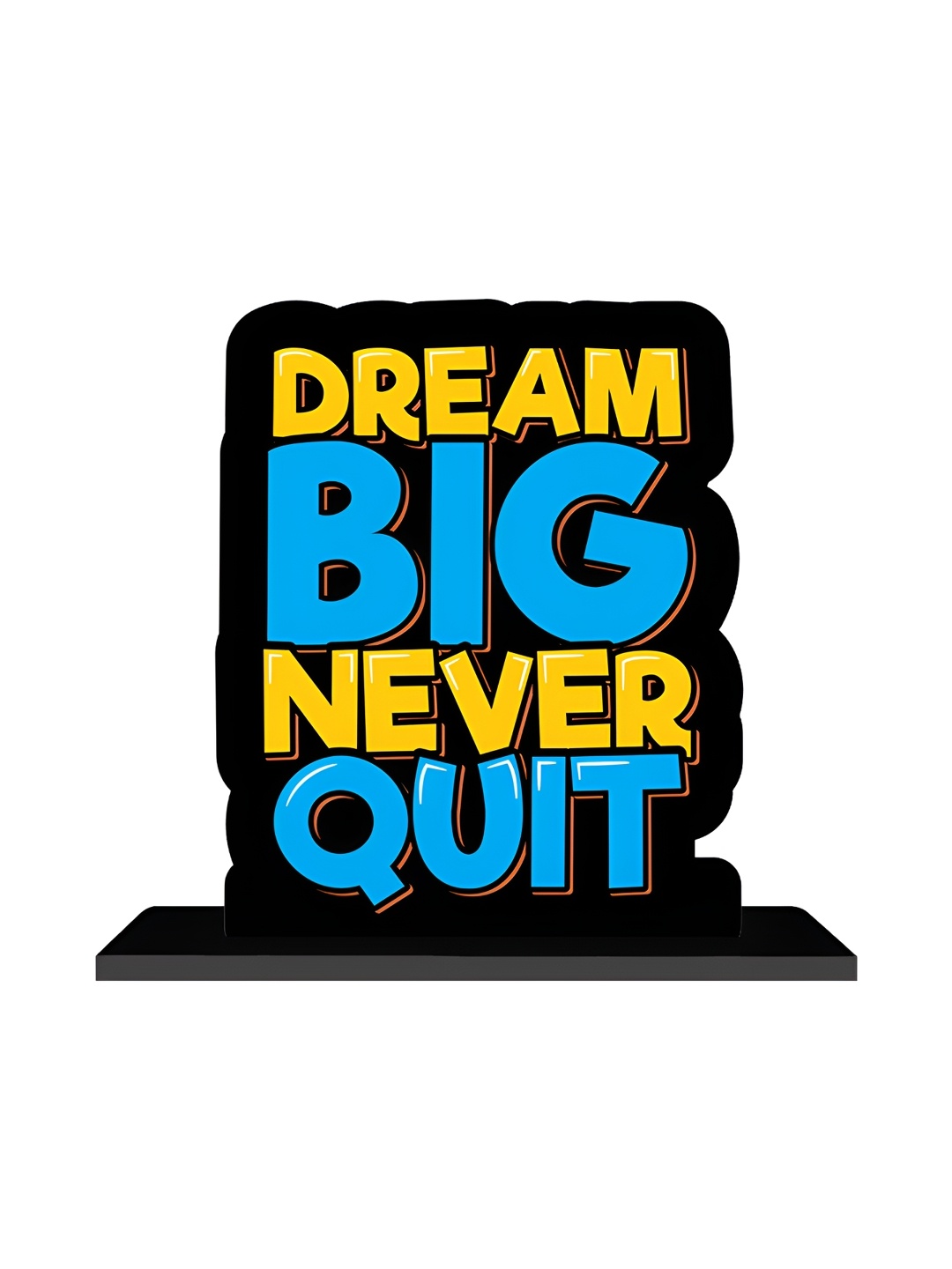 

ARTBUG Black & Yellow Quote Printed Wooden Showpiece