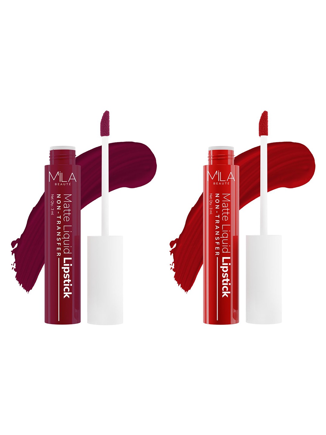 

MILA BEAUTE Set Of 2 Long Lasting Lipstick - 3 ml Each - Devotion - 607 - Bite Me - 601, Burgundy