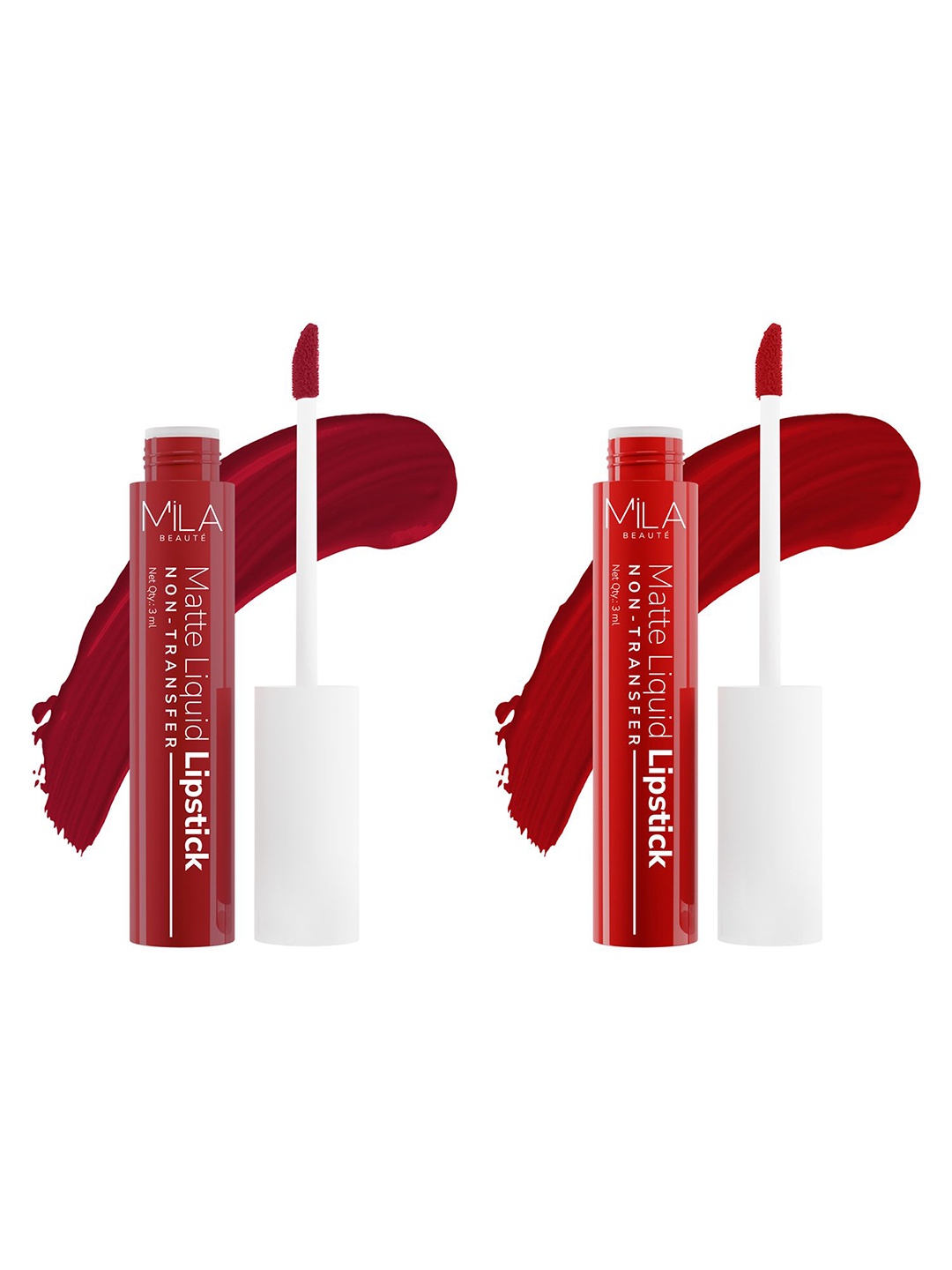 

MILA BEAUTE Set Of 2 Matte Finish Lipsticks -3 ml Each- Stepping Out 604 - Trend Setter601, Red
