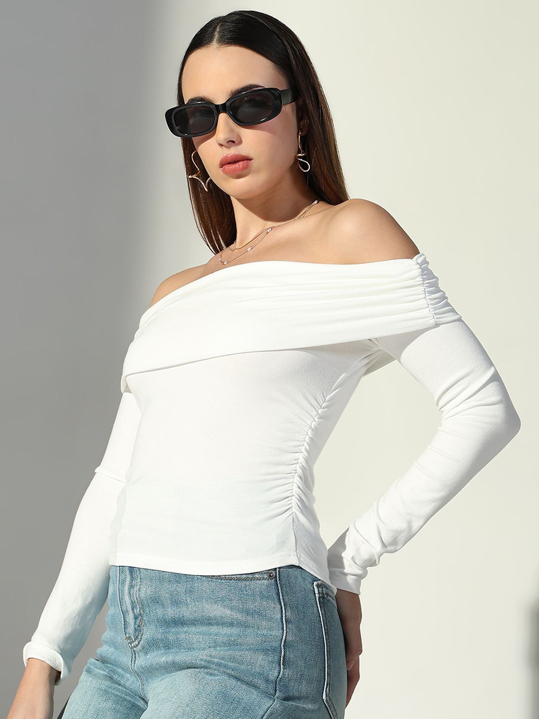 

SHOWOFF Women Off-Shoulder Cotton Top, White