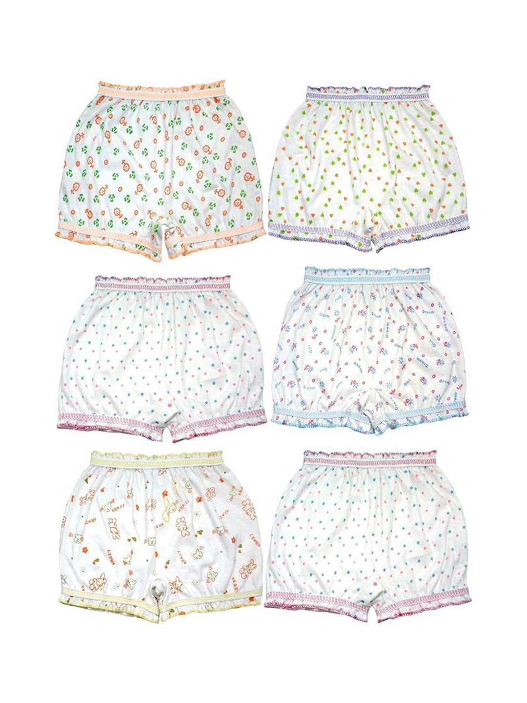 

Bexzzor Girls Pack Of 6 Printed Cotton Shorts White.AllovBEX-0-3M-00S01