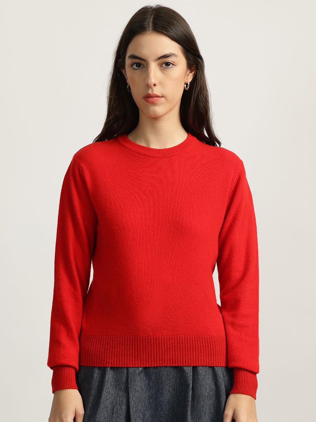 

Iconic Women Round Neck Pullover, Red