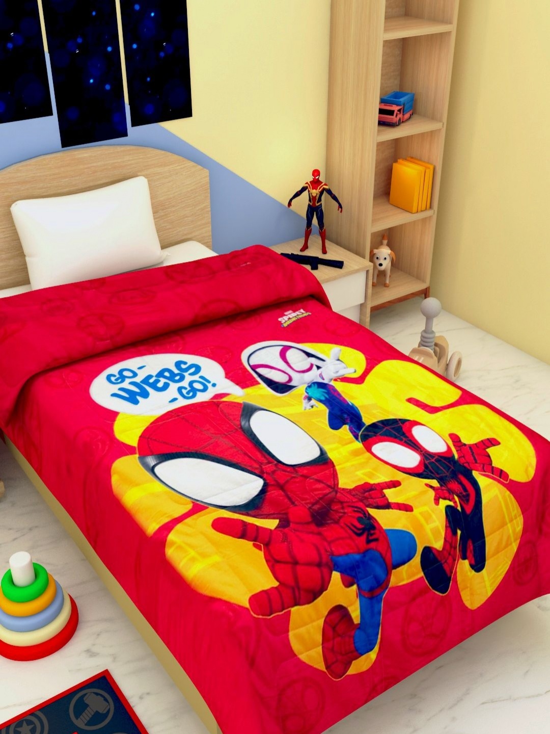

Athom Living Red & Yellow Spiderman Printed 350 GSM Single Bed Blanket
