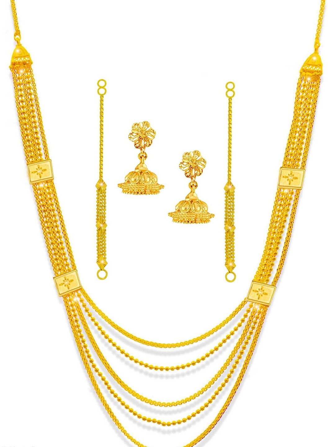 

PINAAKA DARINI Gold-Plated Textured Necklace and Earrings