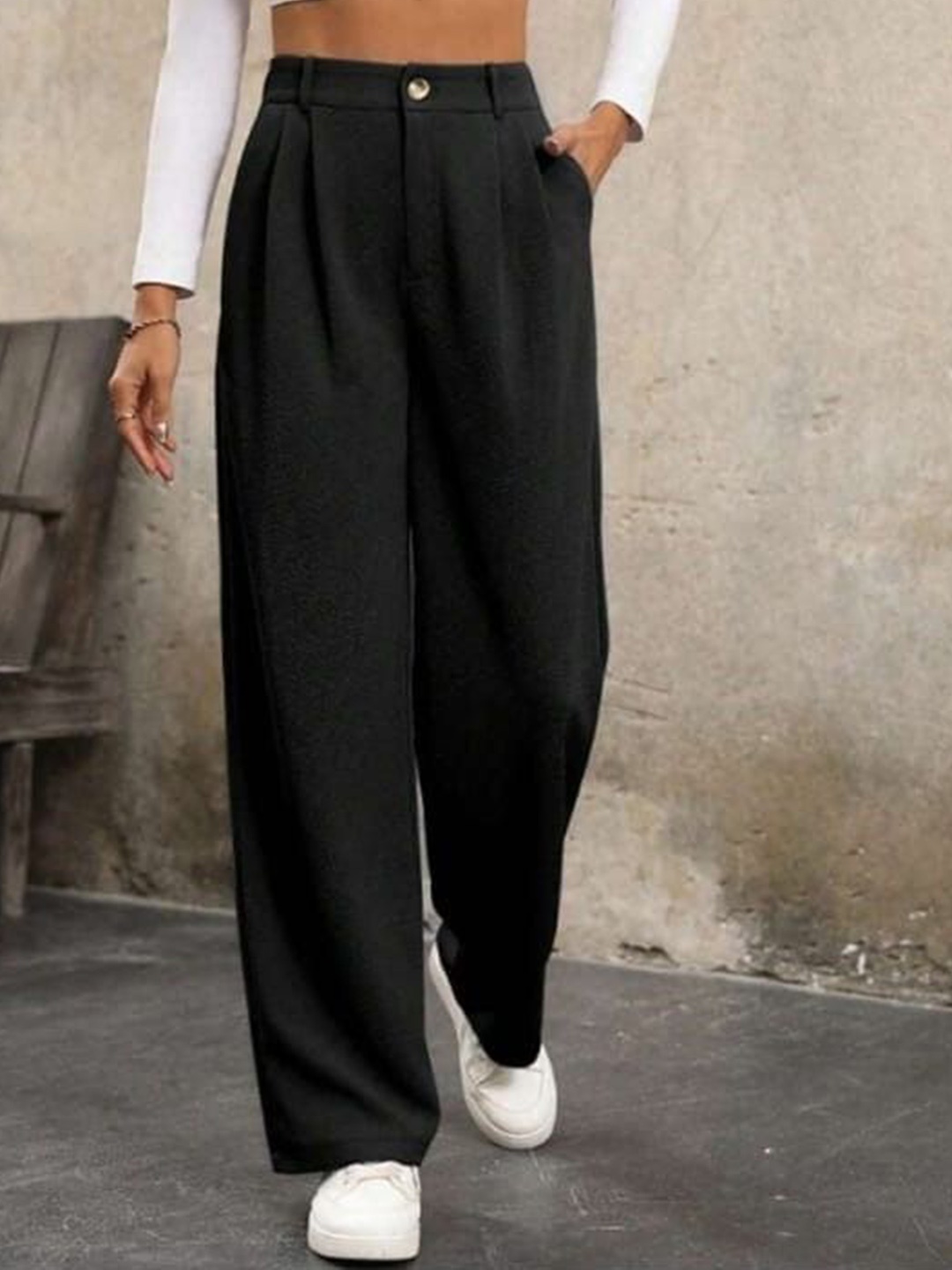 

BROADSTAR Women Smart Fit High-Rise Korean Pants, Black