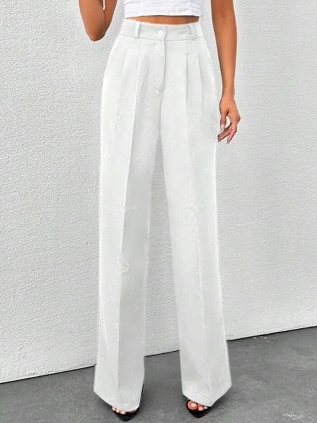 

BROADSTAR Women Smart Loose Fit High-Rise Trouser, White