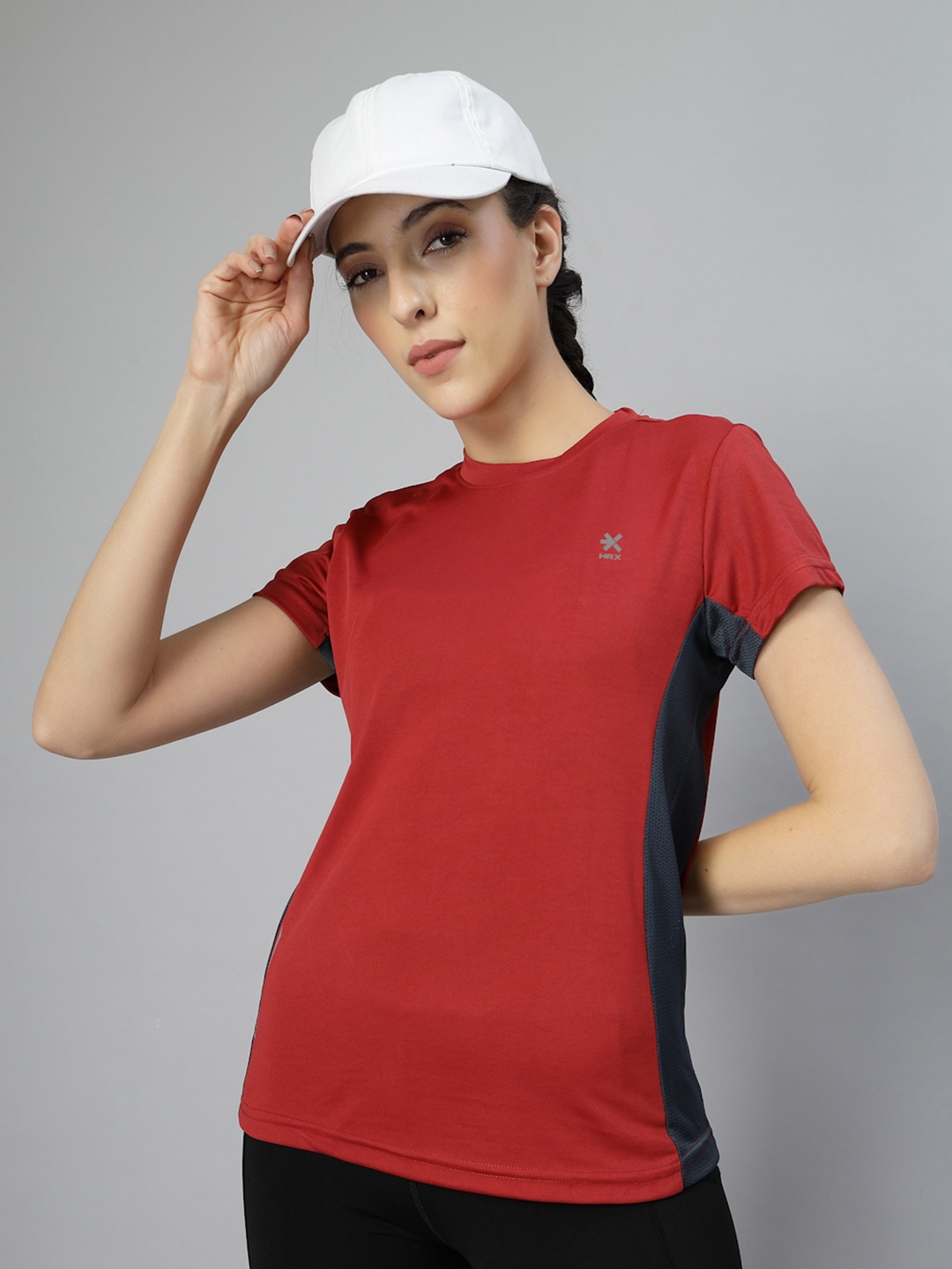 

HRX by Hrithik Roshan Women Dri-FIT Colourblocked Round Neck T-shirt, Red