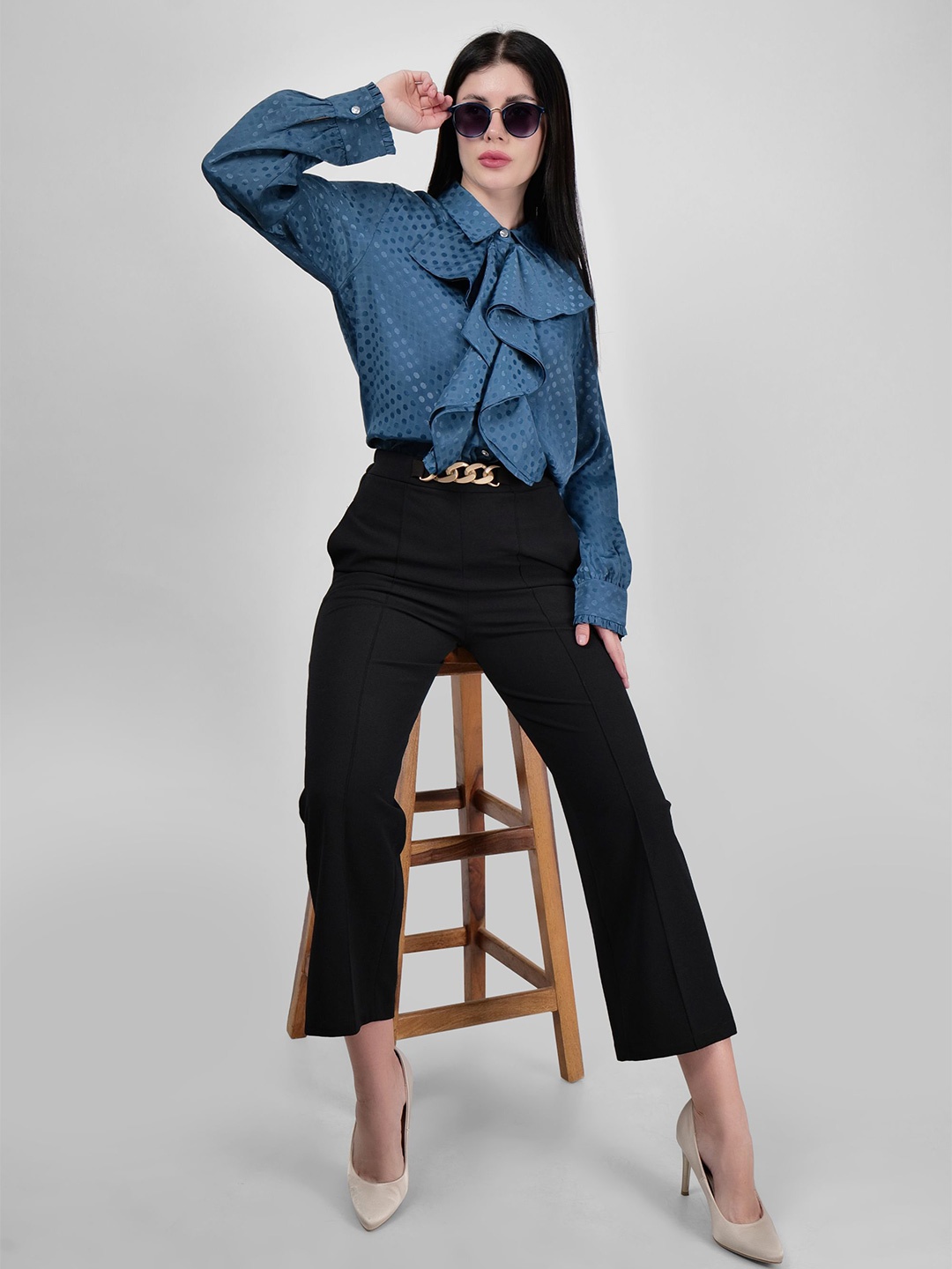 

DRIRO Women Smart Spread Collar Solid Party Shirt, Teal