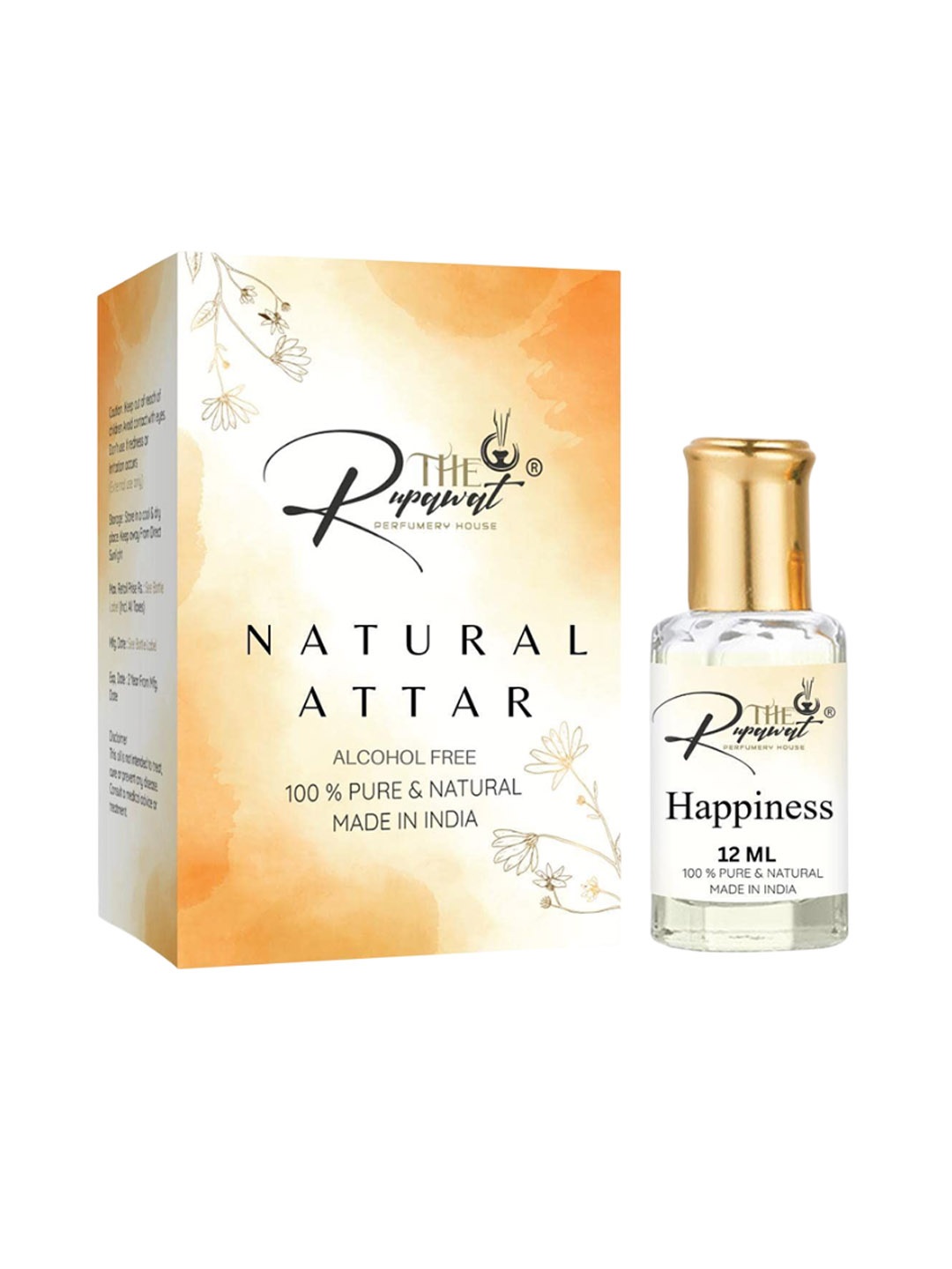 

THE RUPAWAT Perfumery House Happiness 100% Pure & Natural Alcohol-Free Attar - 12 ml, Transparent