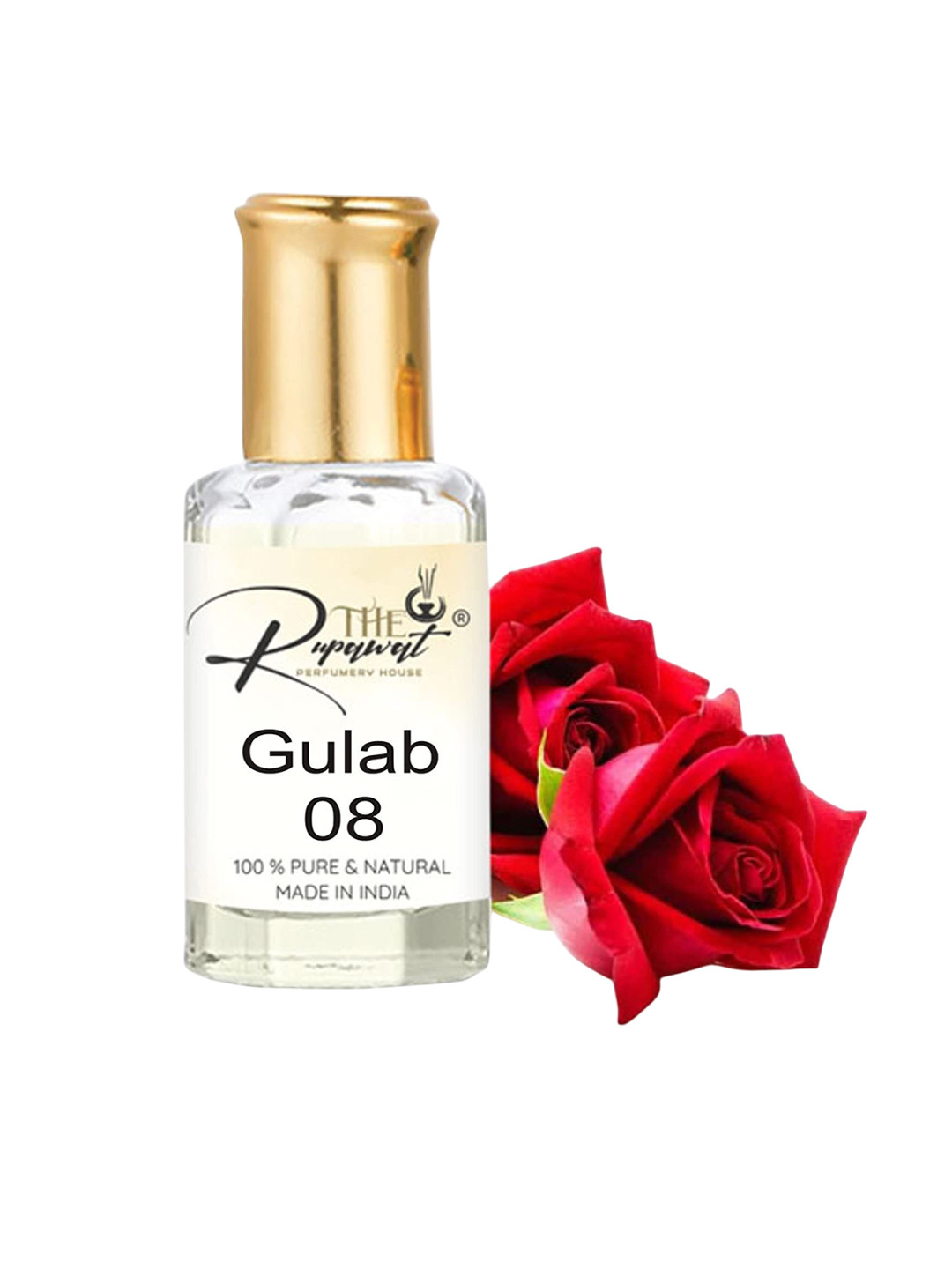 

THE RUPAWAT Perfumery House Gulab 08 100% Natural & Pure Alcohol Free Attar - 12 ml, Transparent