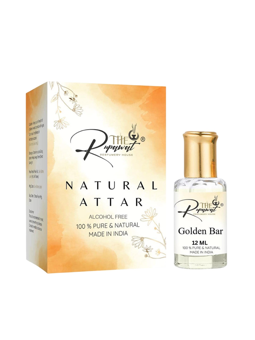 

THE RUPAWAT Perfumery House Golden Bar Natural Alcohol-Free Attar - 12 ml, Transparent