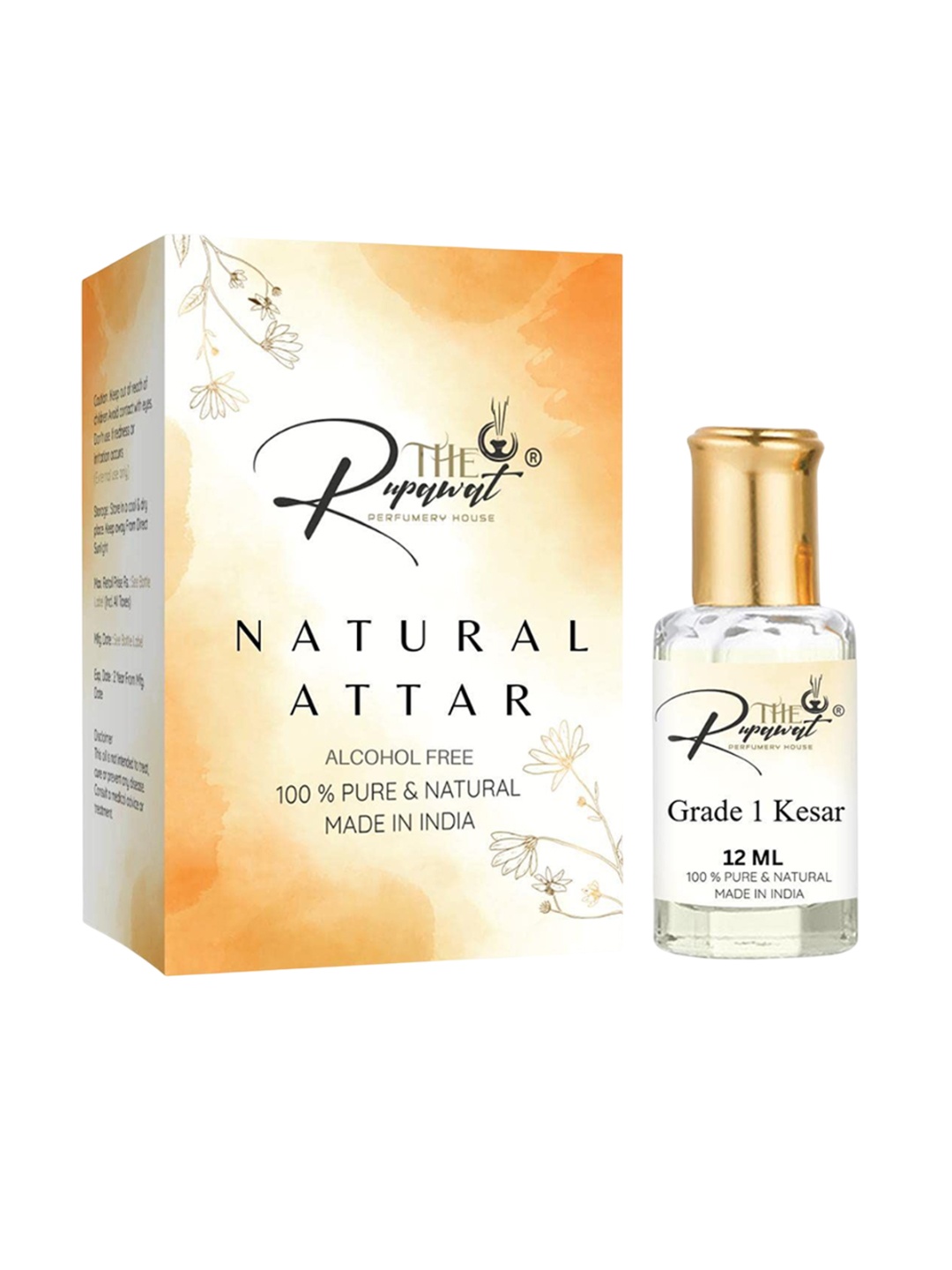 

THE RUPAWAT Perfumery House Grade 1 Kesar 100% Natural & Pure Alcohol-Free Attar - 12 ml, Transparent