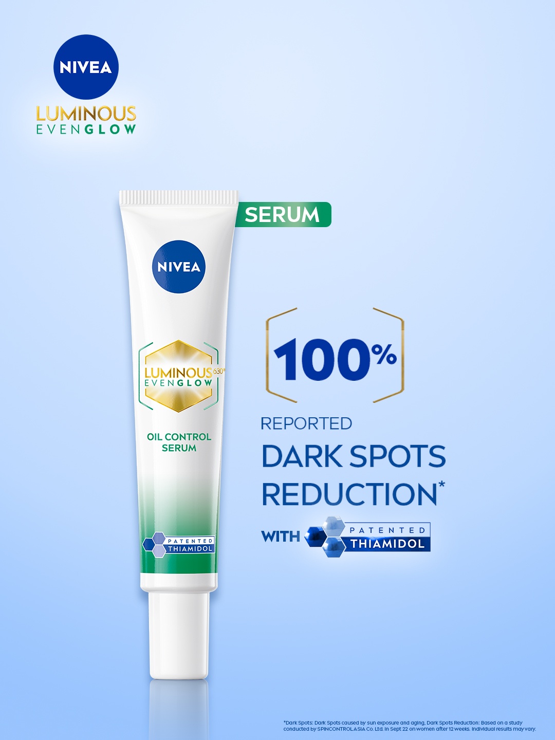 

Nivea Luminous Even Glow Oil Control Serum with Thiamidol & Hyaluronic Acid for Dark Spots, White