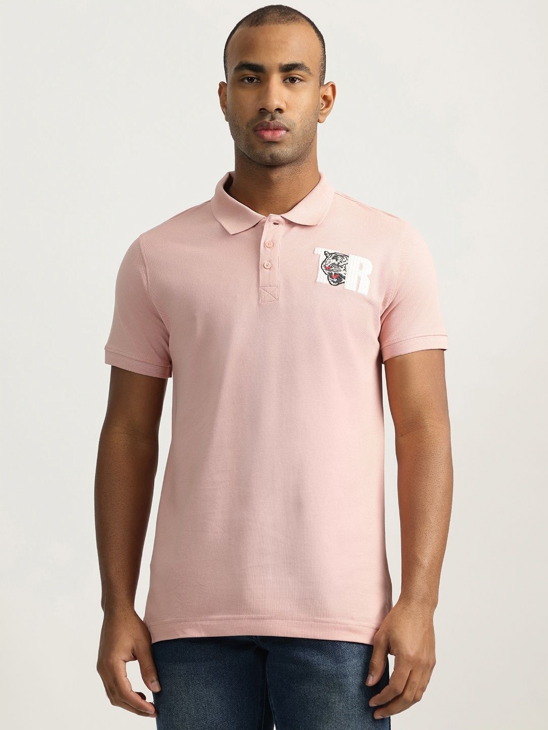 

True Religion Men Solid Polo Collar Cotton T-shirt, Pink