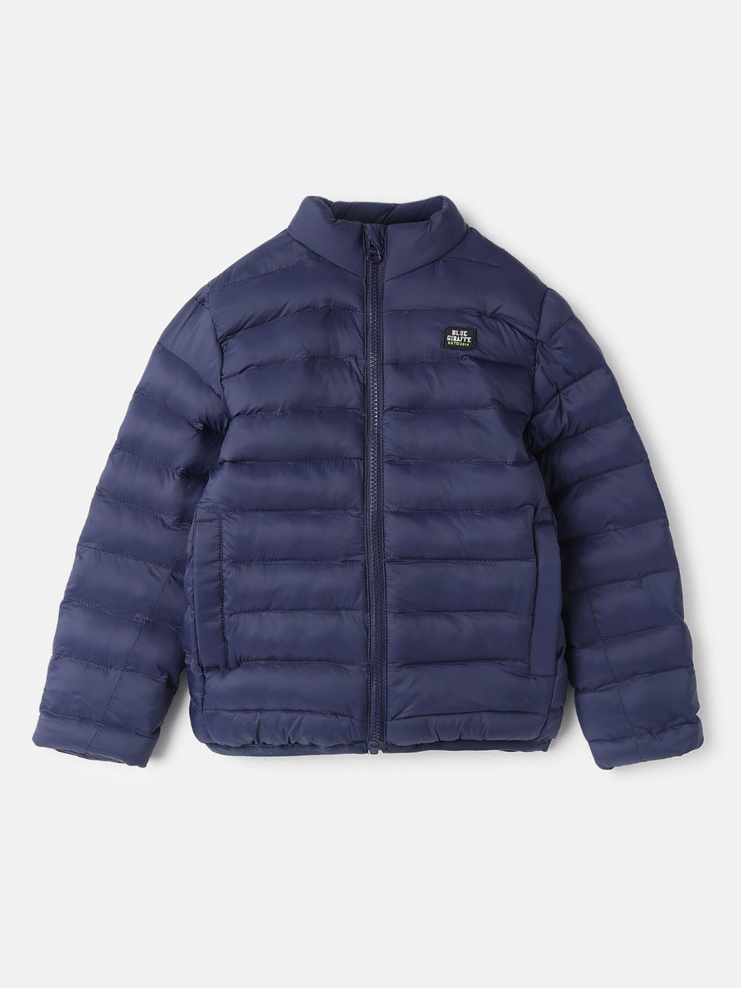 

Blue Giraffe Boys Mock Collar Solid Casual Puffer Jacket, Navy blue