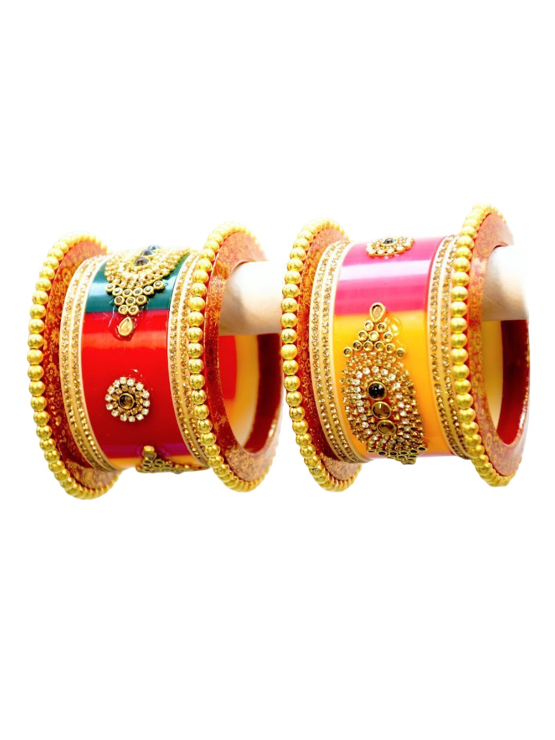 

Zindura Set Of 2 Gold-Plated Cubic Zirconia Studded Chuda Bangles