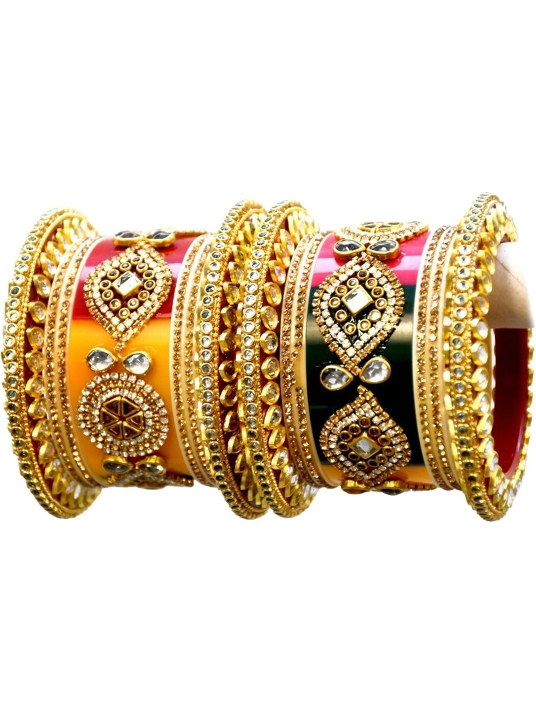 

Zindura Set Of 2 Gold Plated Stone Studded Chudas Bangles